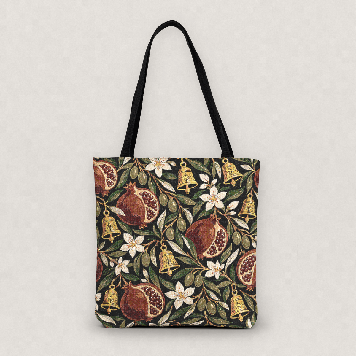 Pomegranate and Bells Woven Tote Bag