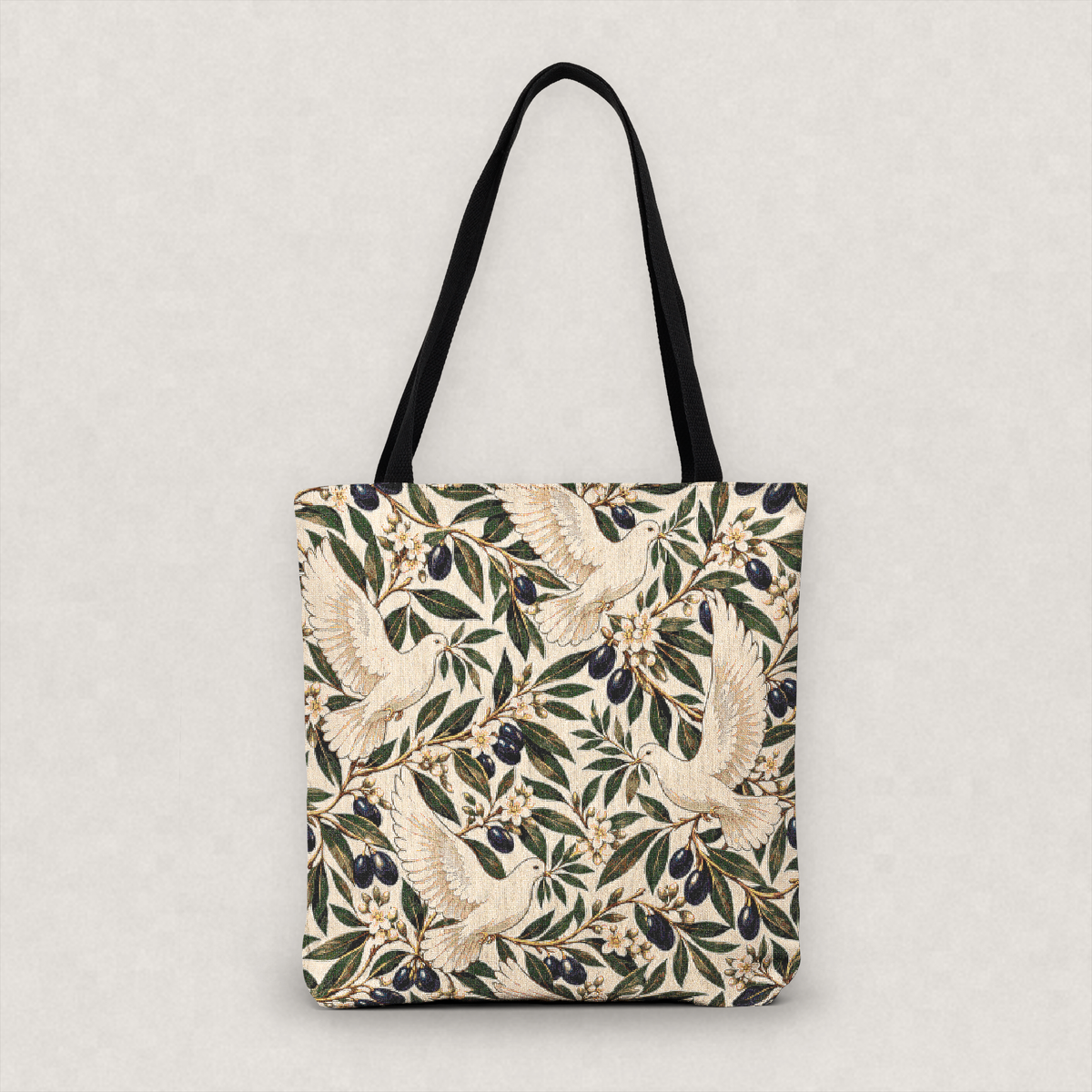 Dove and Olive Branch Woven Tote Bag
