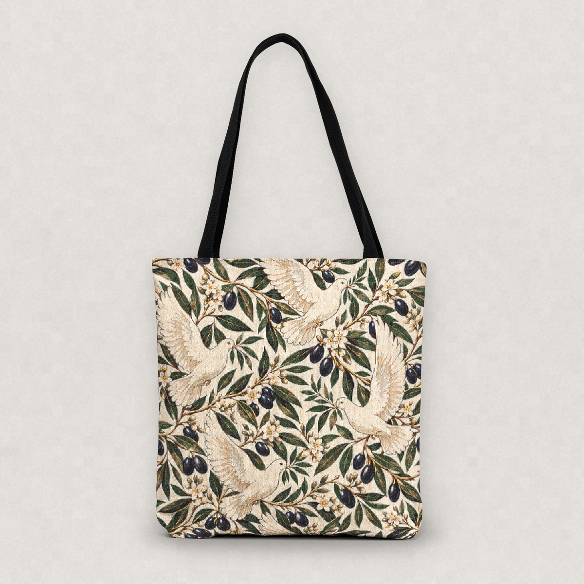 Dove and Olive Branch Woven Tote Bag