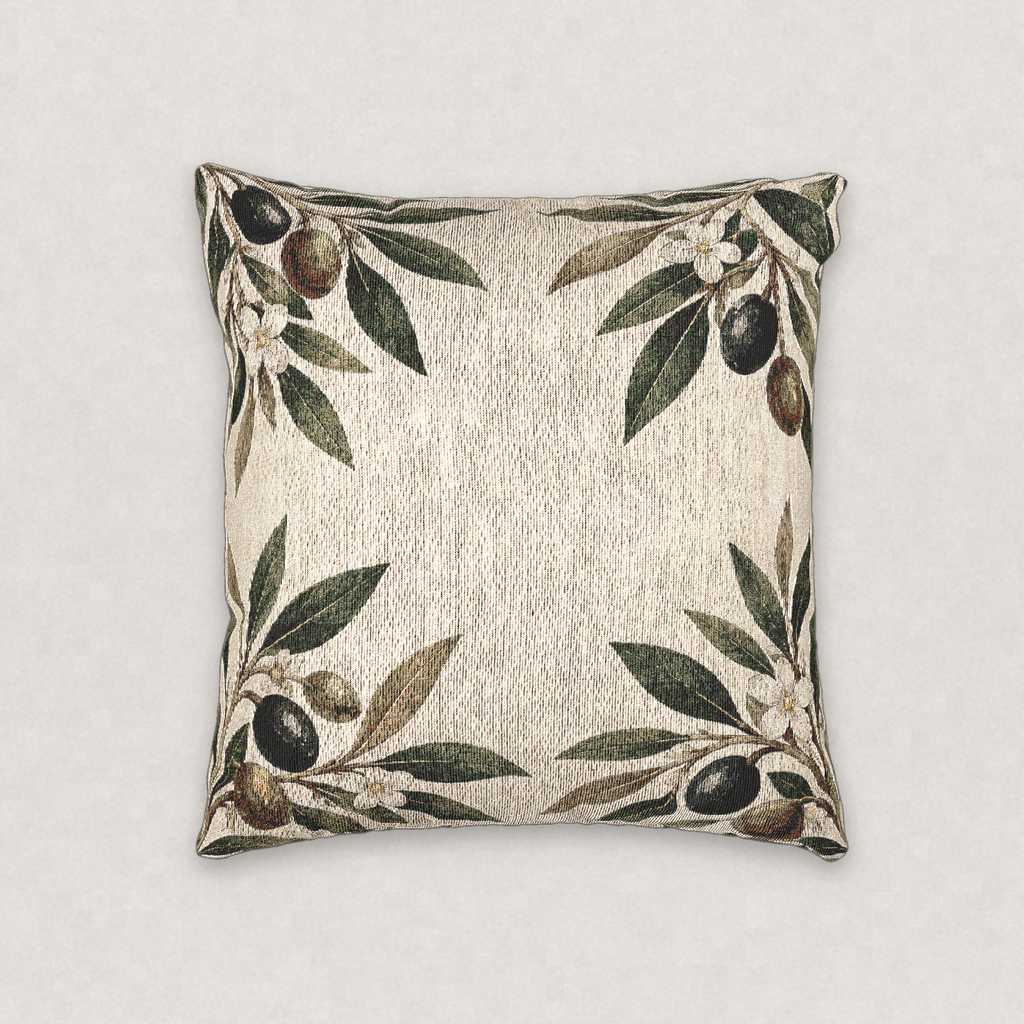 Olive Branch Woven Throw Pillow