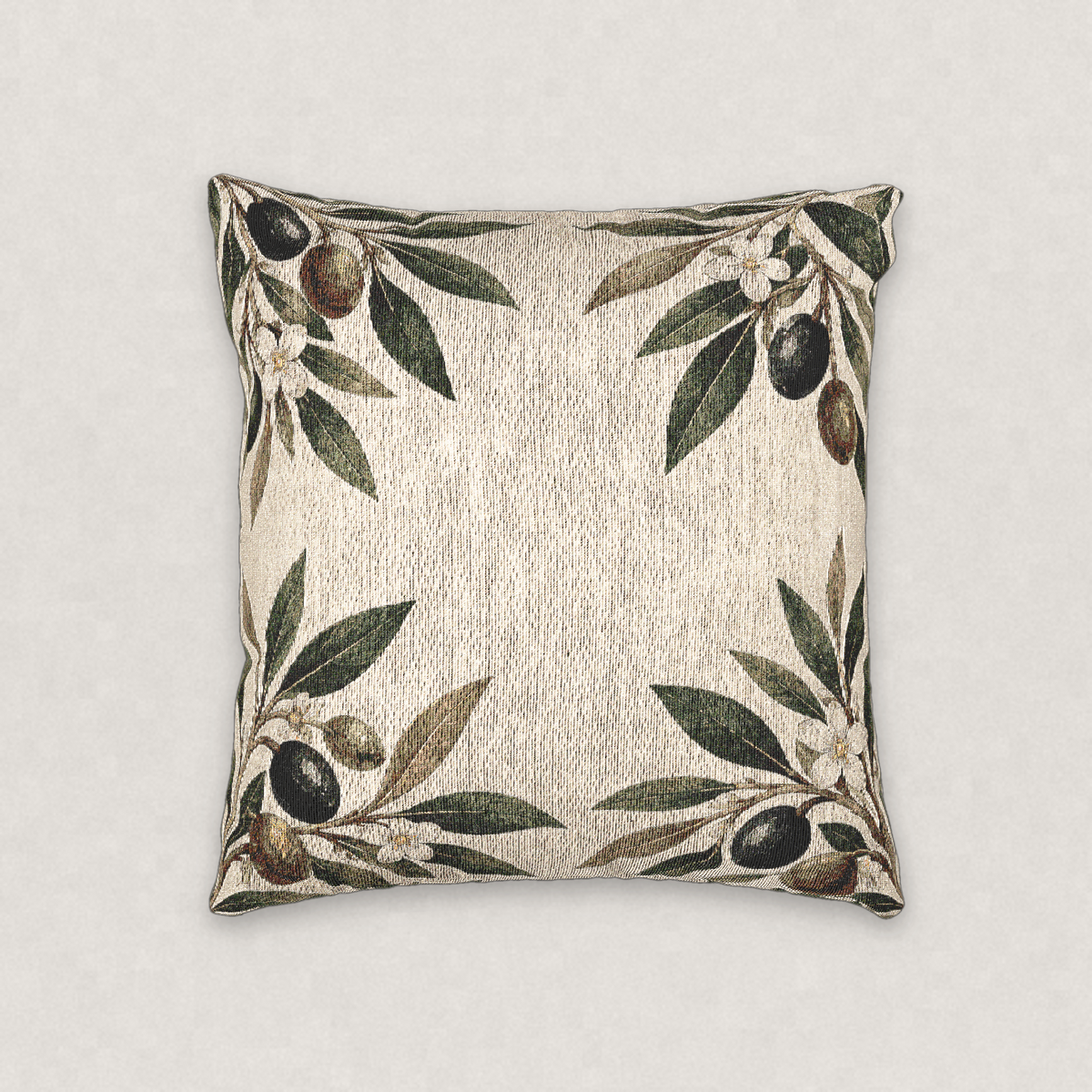 Olive Branch Woven Throw Pillow