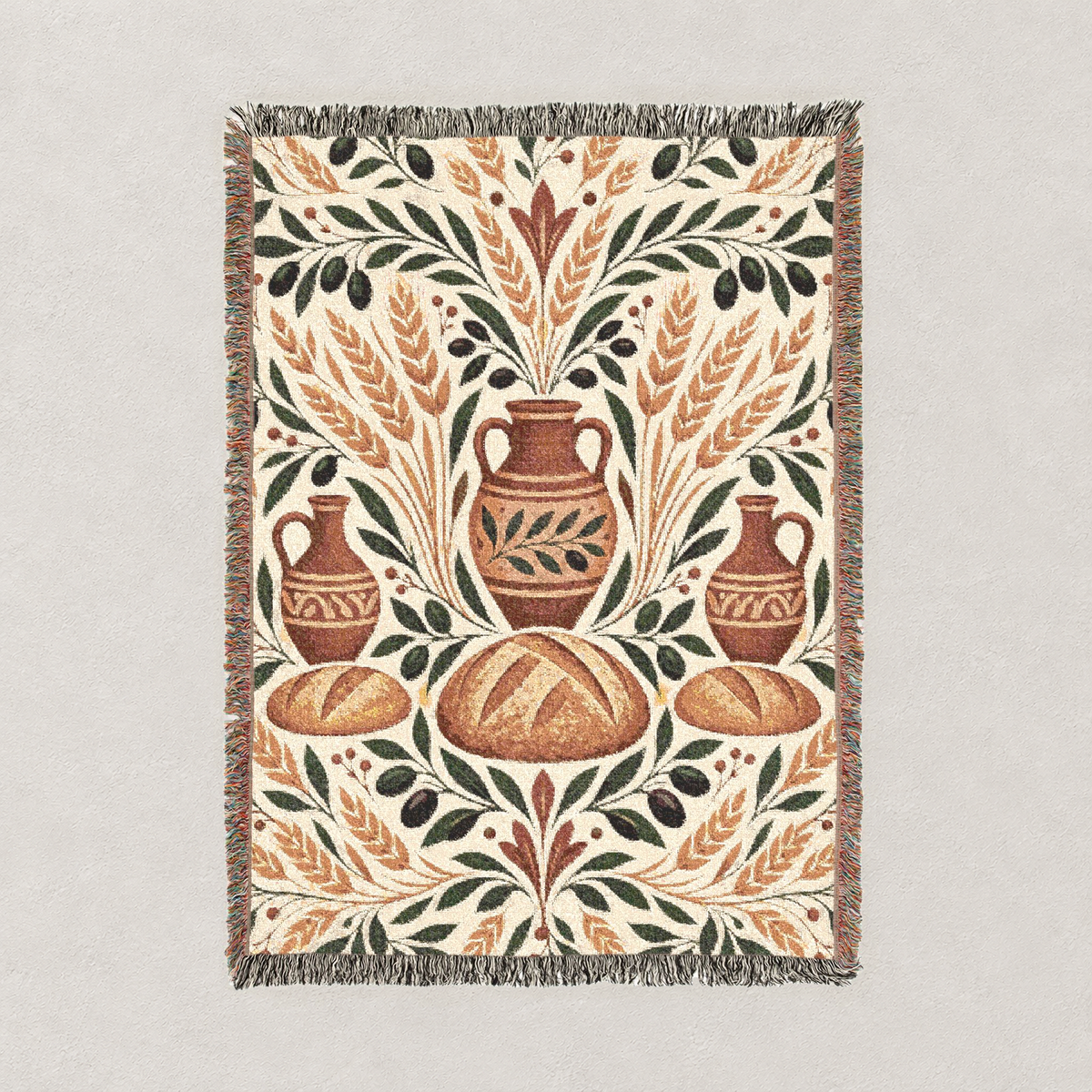 Bread and Olive Woven Blanket