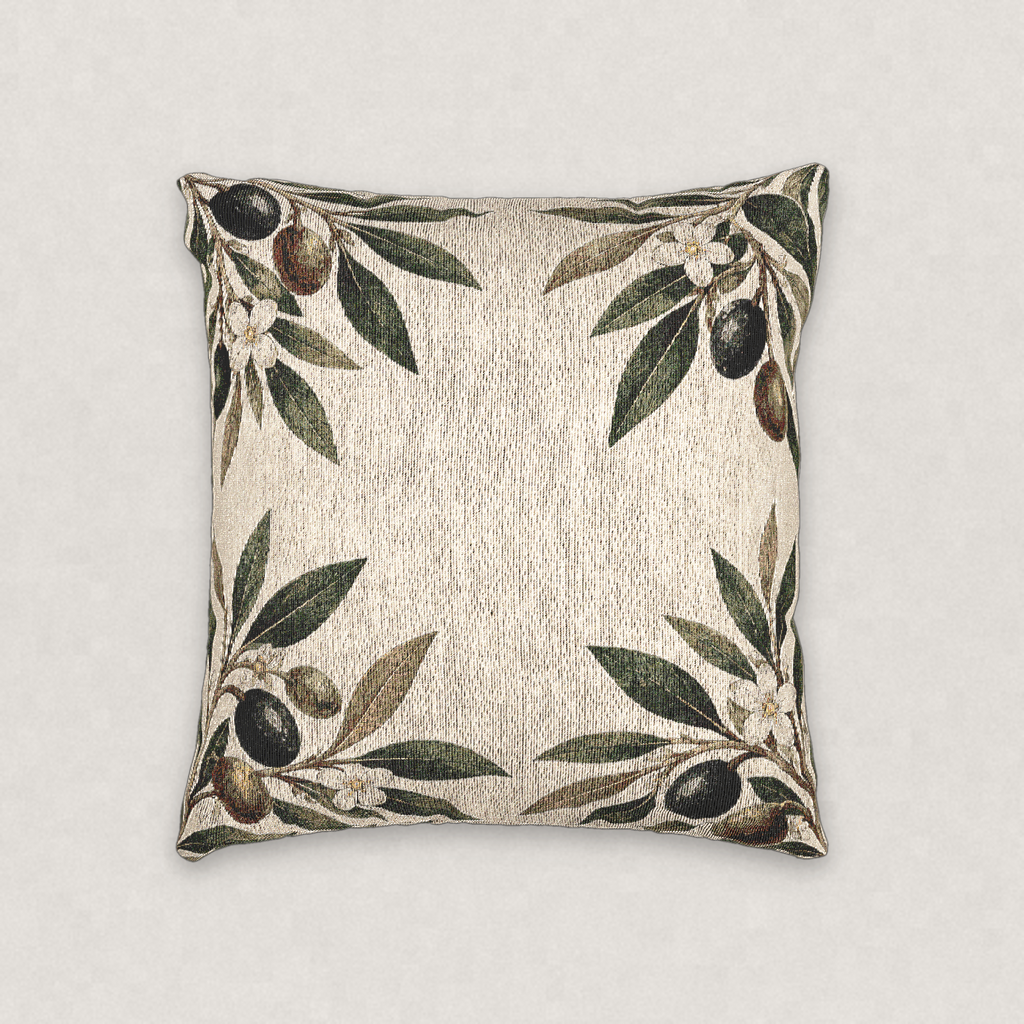 Olive Branch Woven Throw Pillow