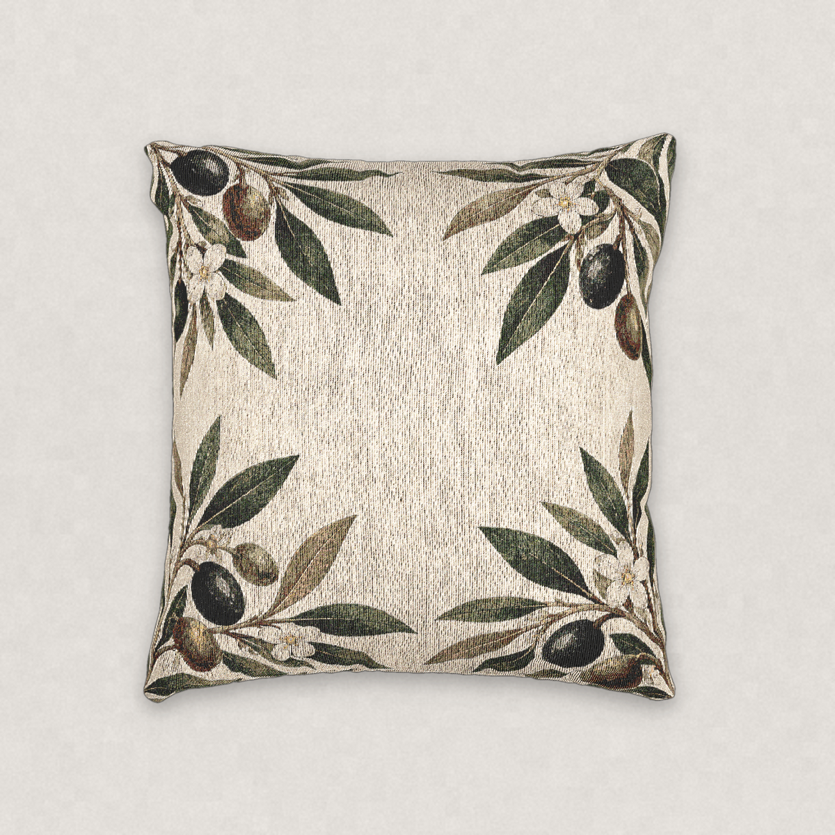 Olive Branch Woven Throw Pillow