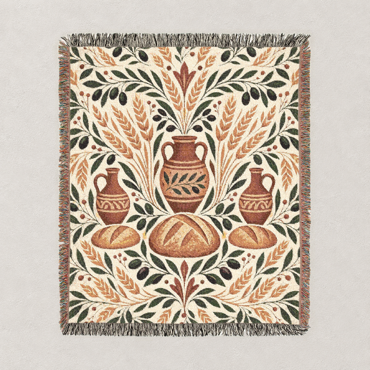 Bread and Olive Woven Blanket