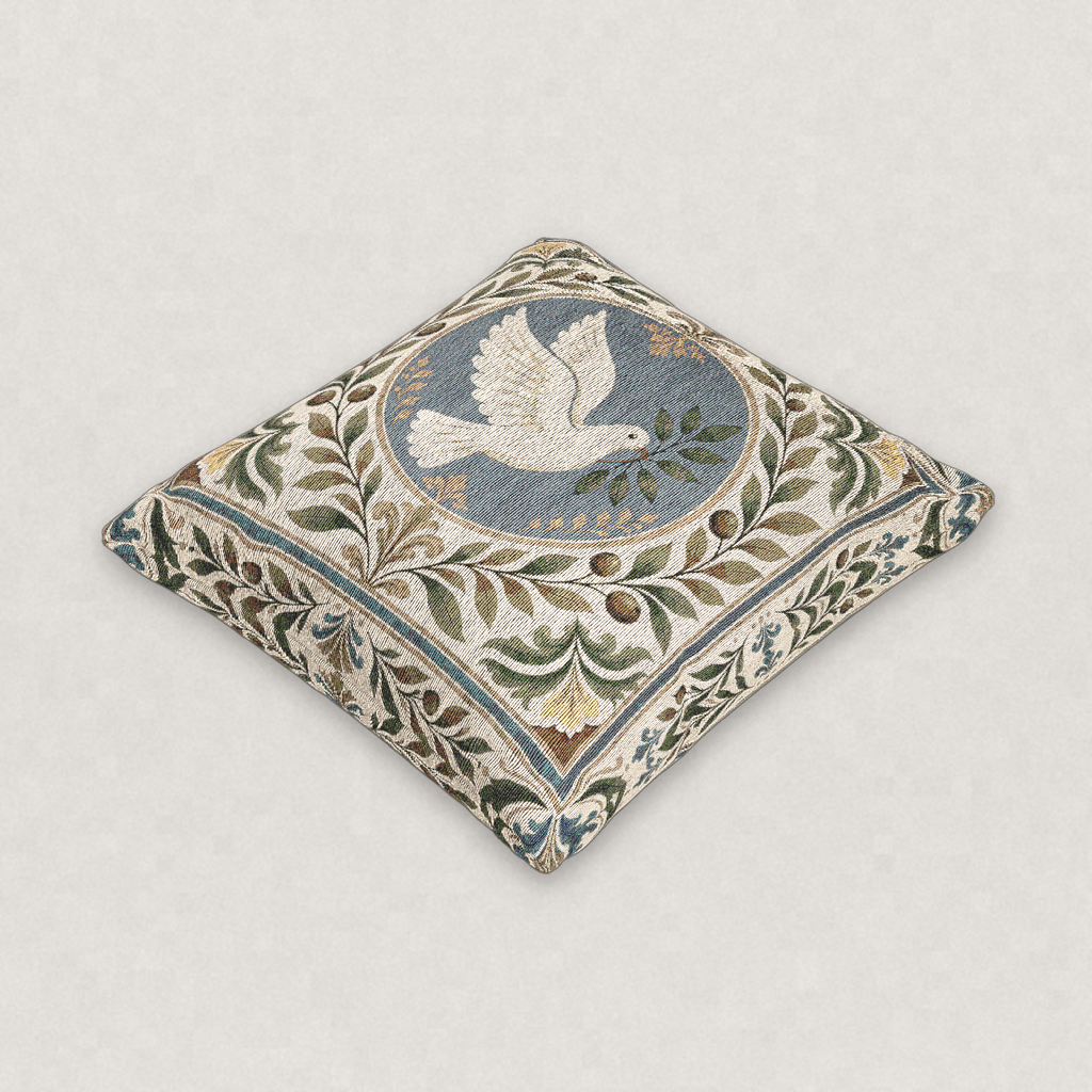 Dove and Olive Branch Woven Throw Pillow