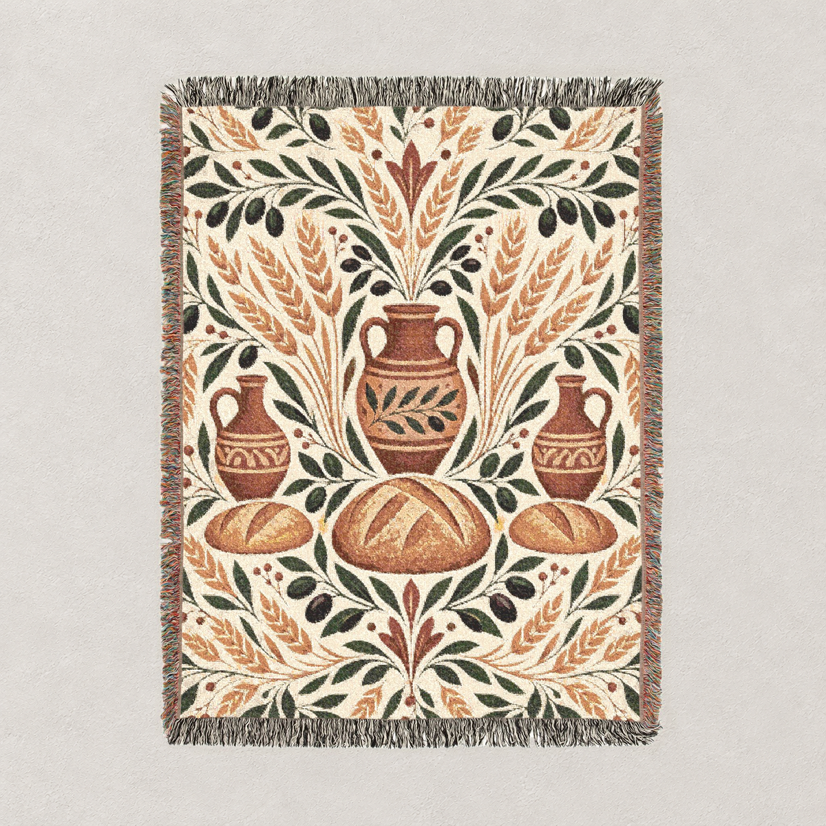 Bread and Olive Woven Blanket