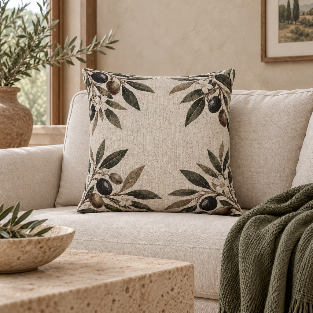 Olive Branch Woven Throw Pillow