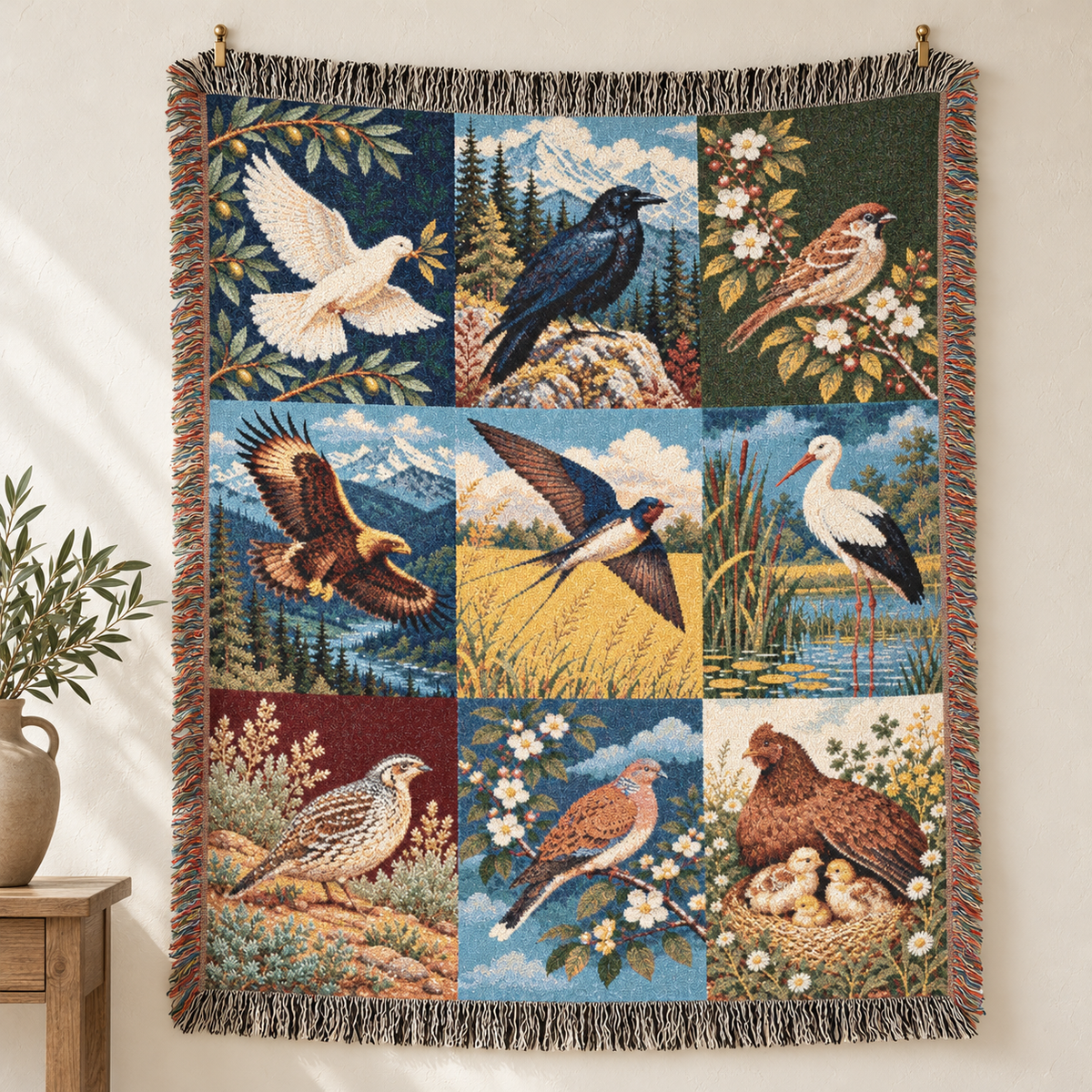 Birds of the Bible Woven Blanket