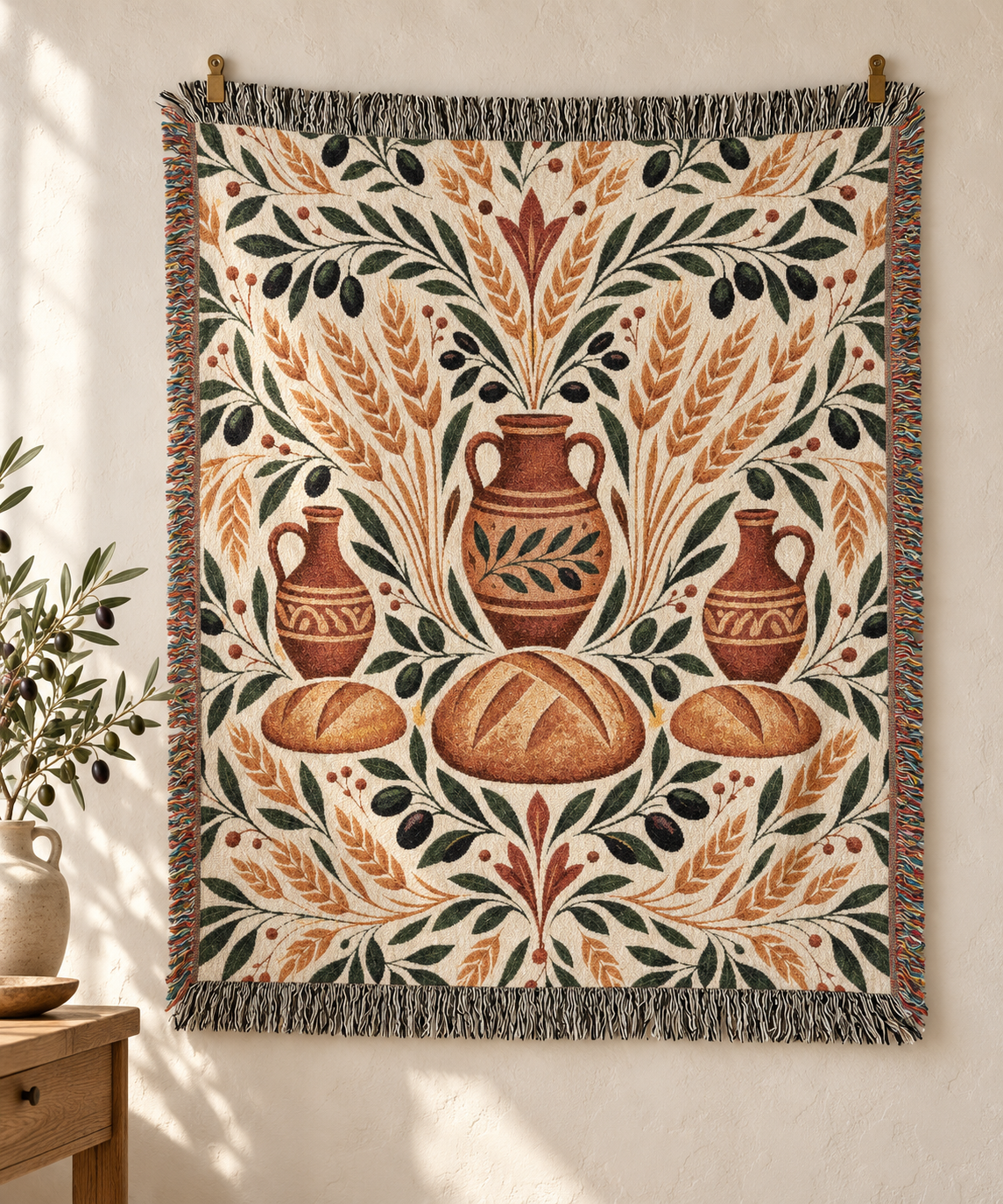 Bread and Olive Woven Blanket