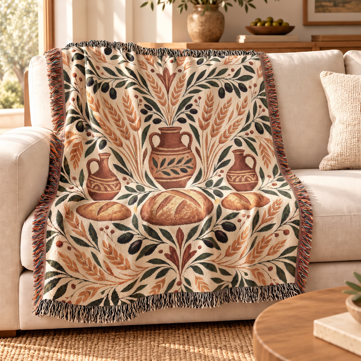 Bread and Olive Woven Blanket