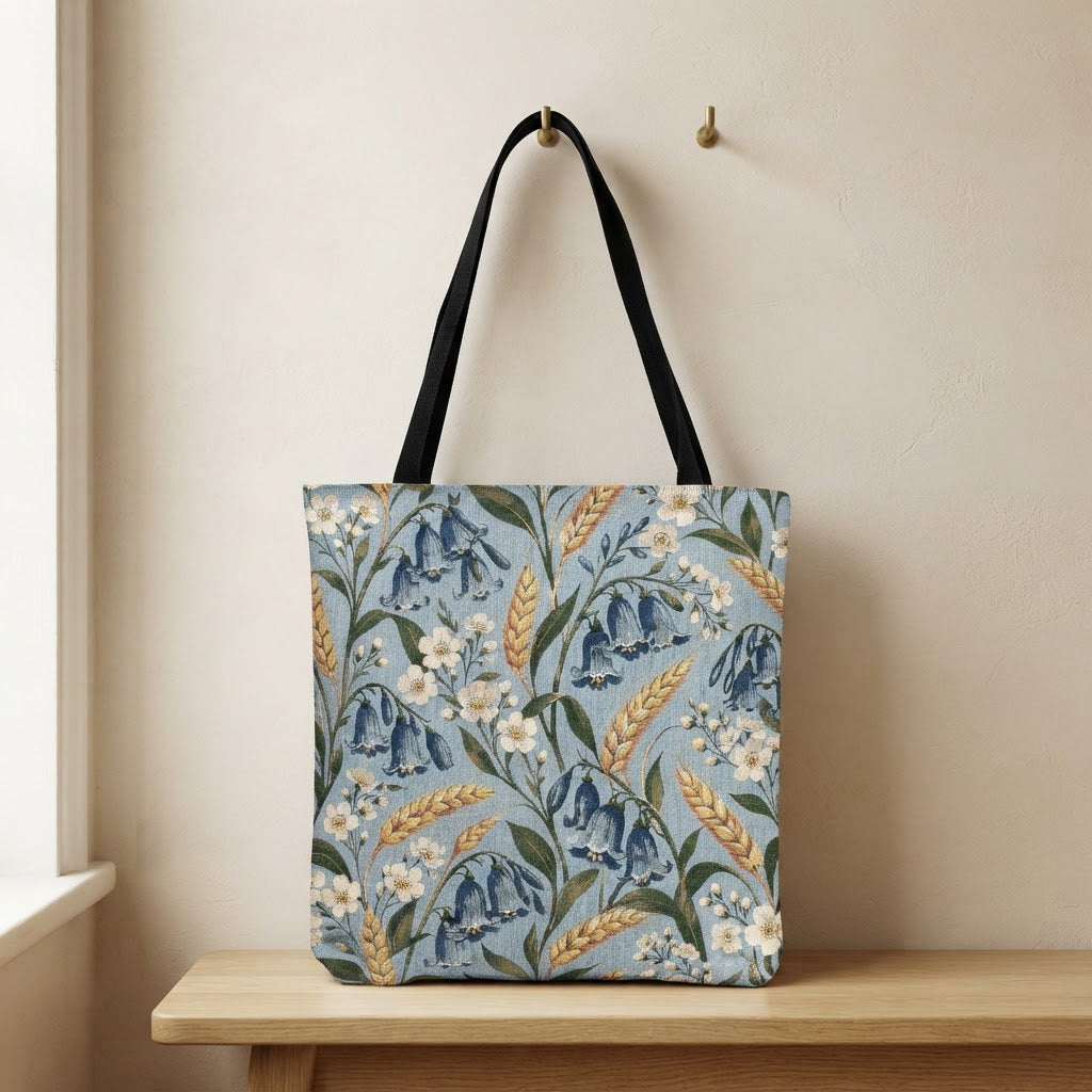 Bluebell and Golden Grain Woven Tote Bag