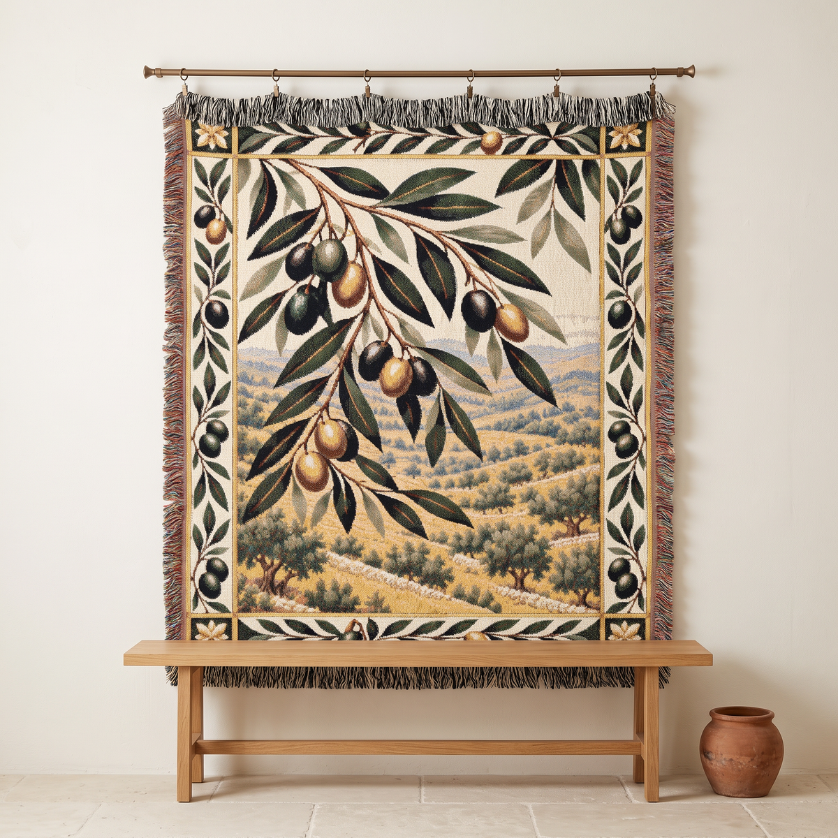 Olive Grove Woven Blanket Portrait