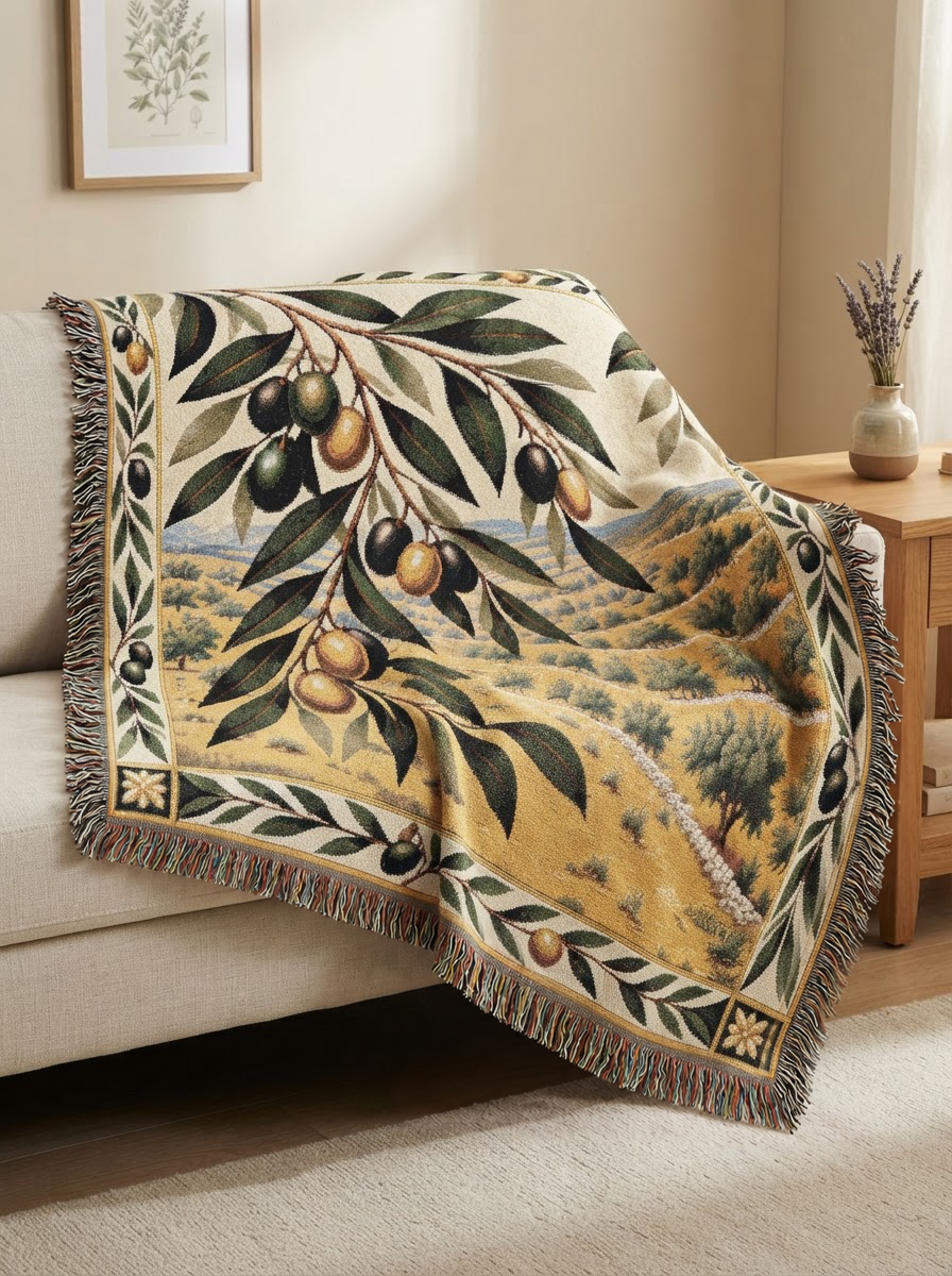Olive Grove Woven Blanket Portrait