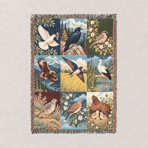 Birds of the Bible Woven Blanket