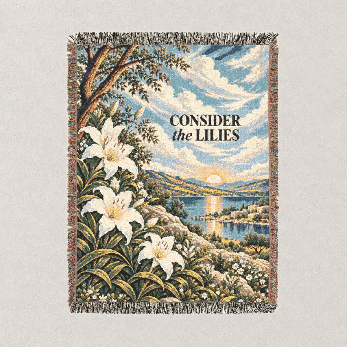 Consider the Lilies Woven Blanket — Portrait