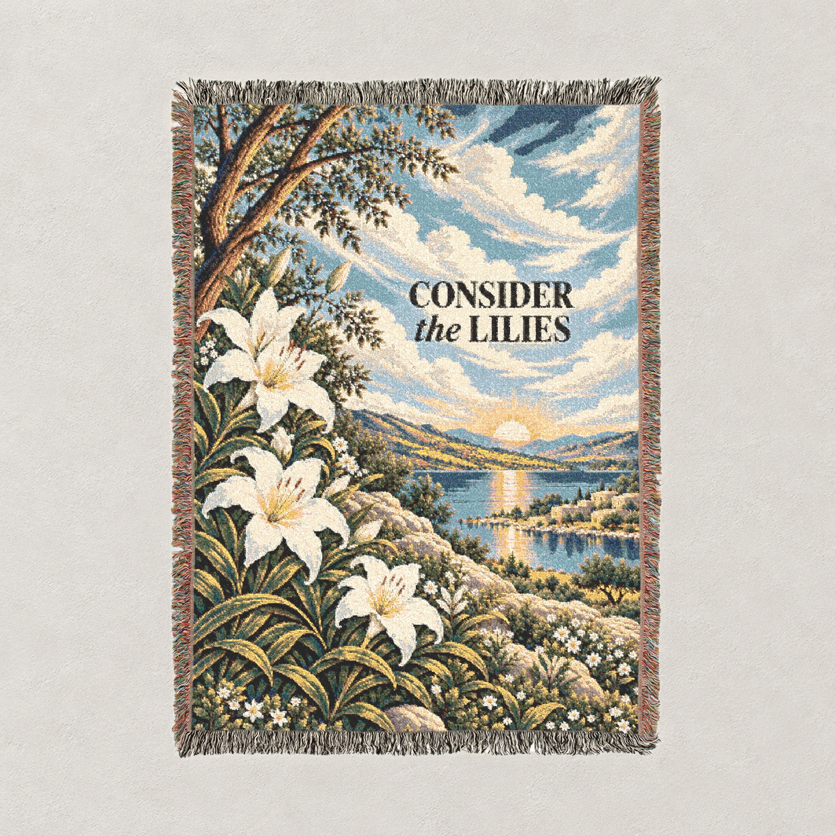 Consider the Lilies Woven Blanket — Portrait