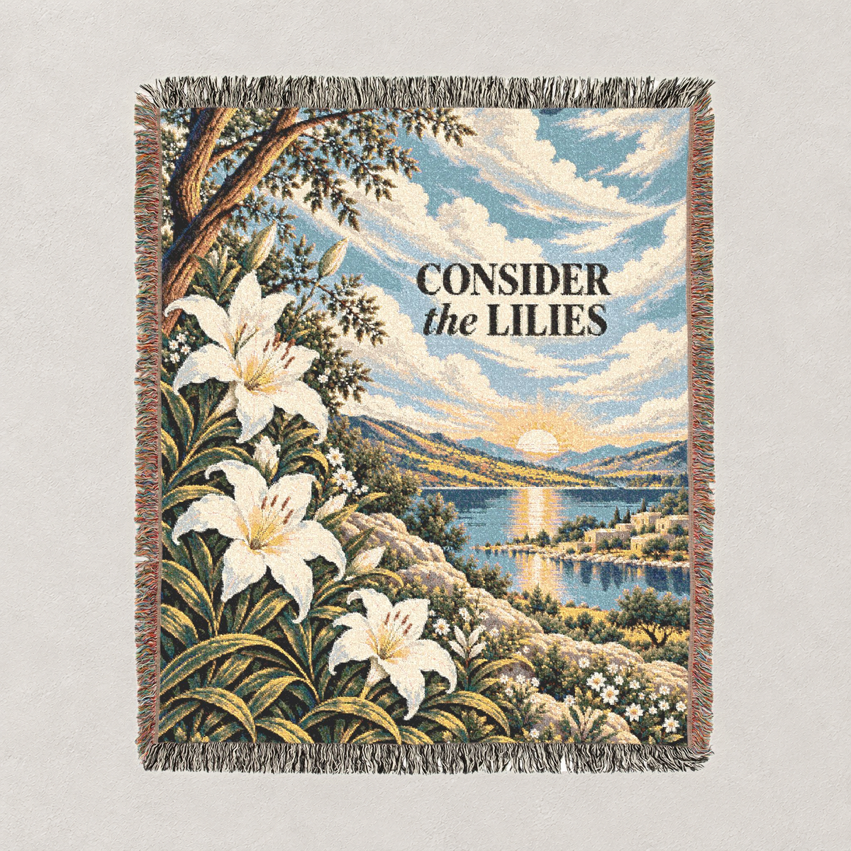 Consider the Lilies Woven Blanket — Portrait
