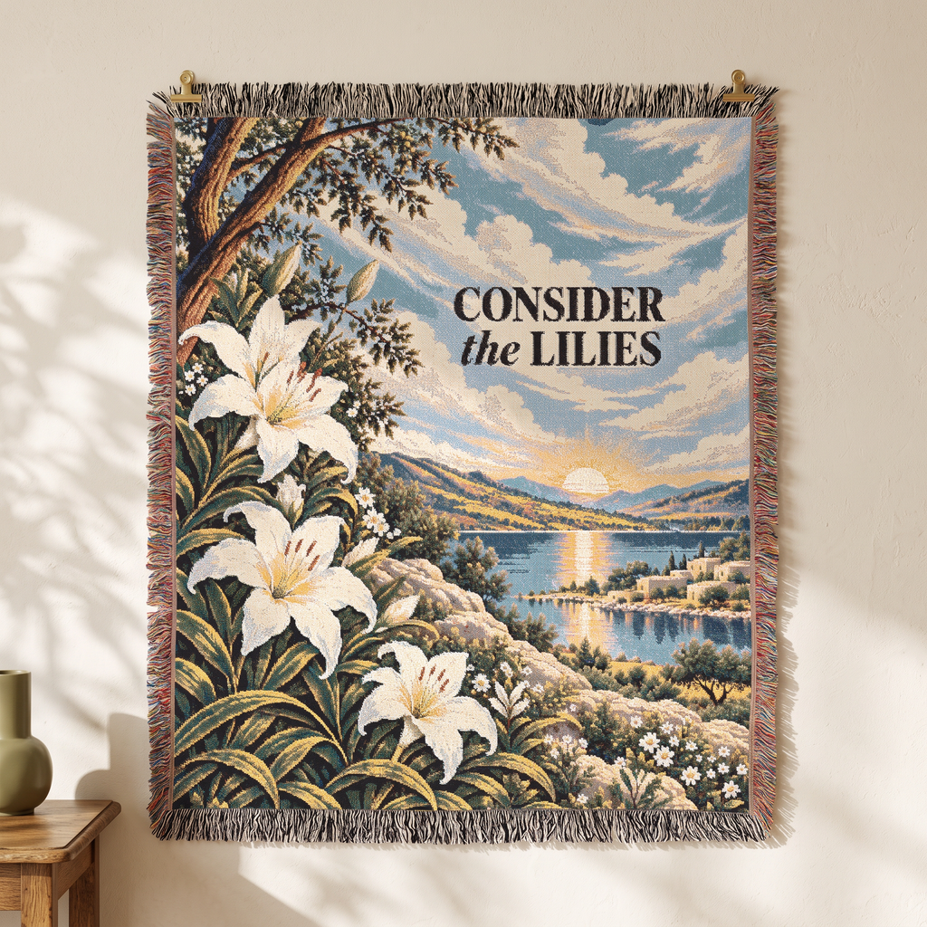 Consider the Lilies Woven Blanket — Portrait