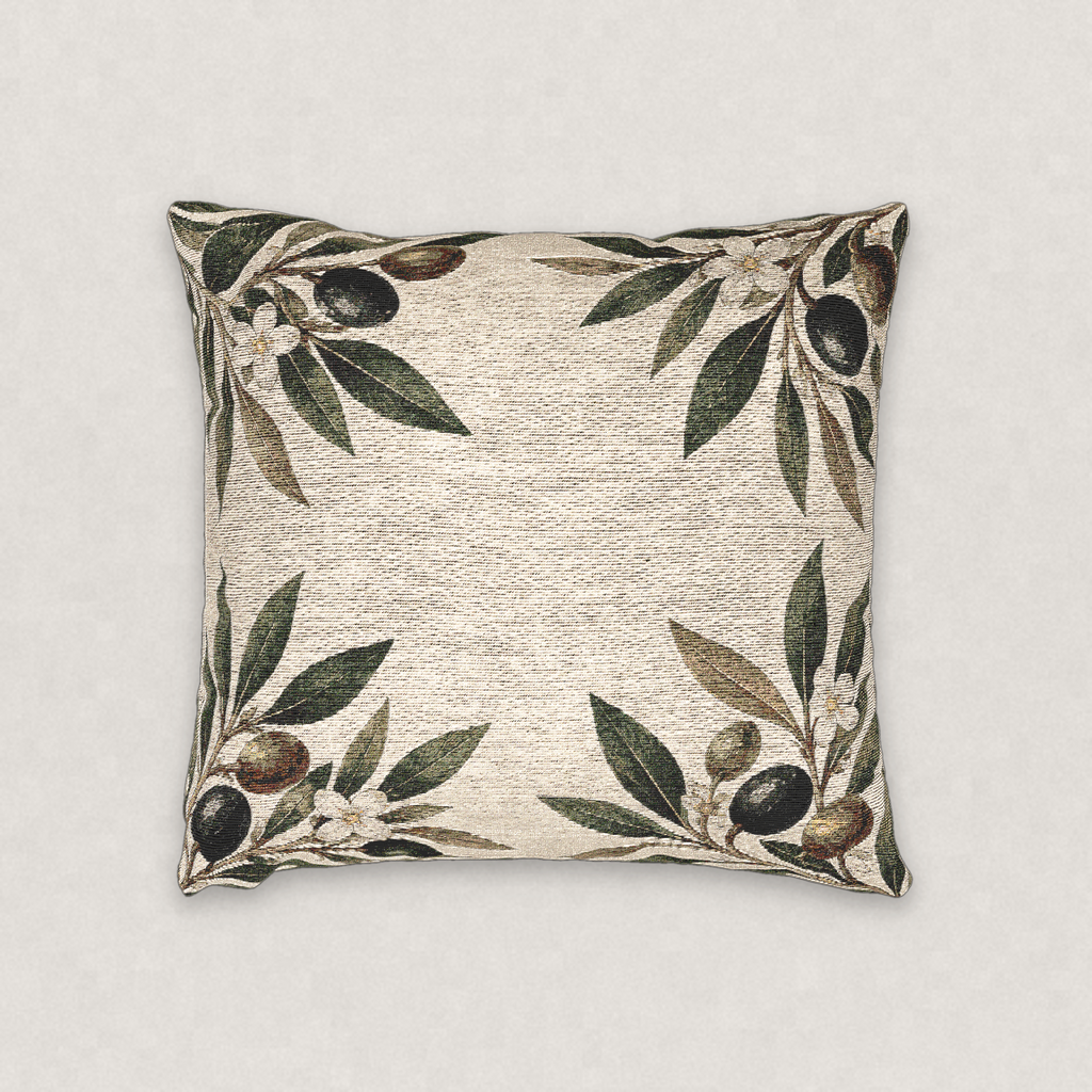 Olive Branch Woven Throw Pillow