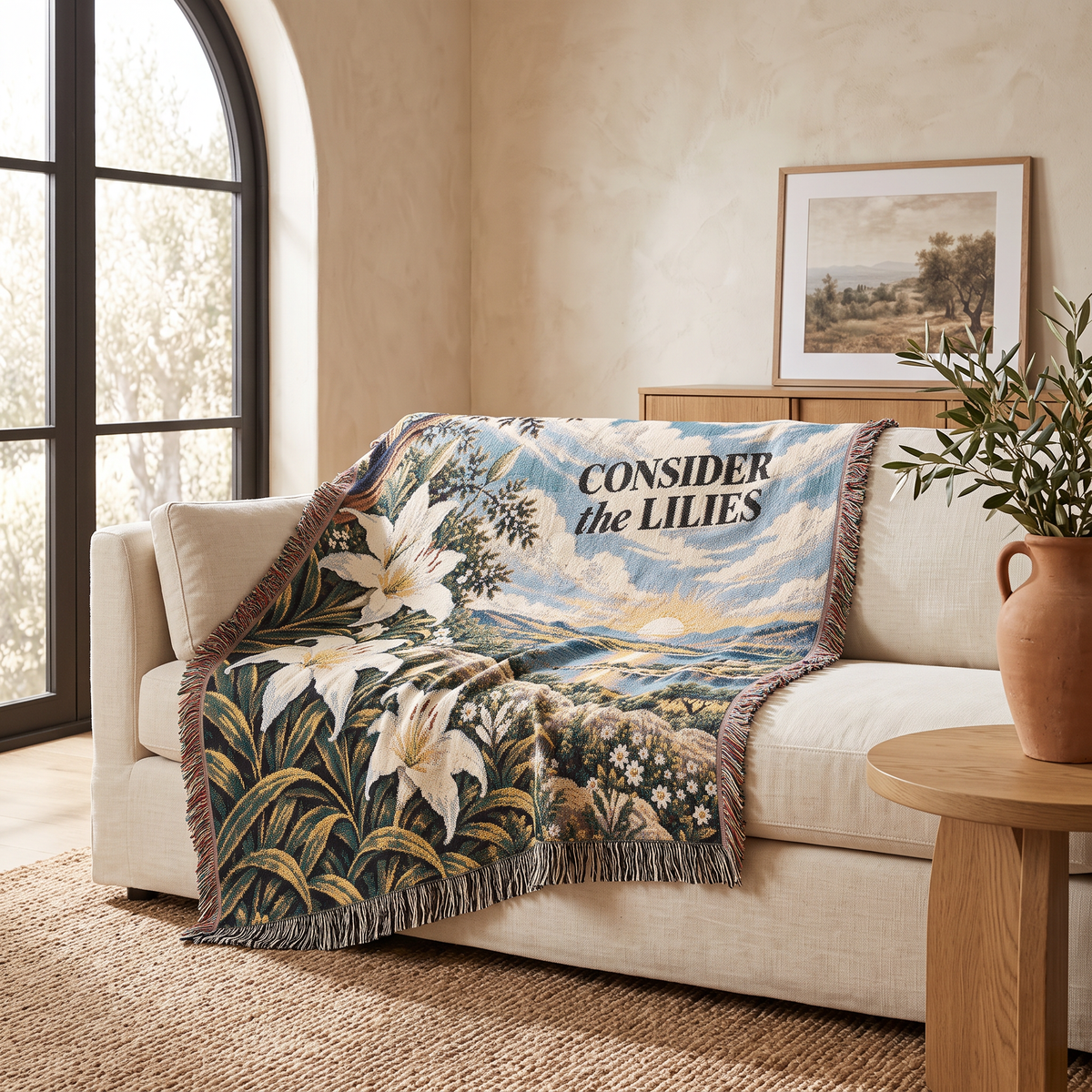 Consider the Lilies Woven Blanket — Portrait
