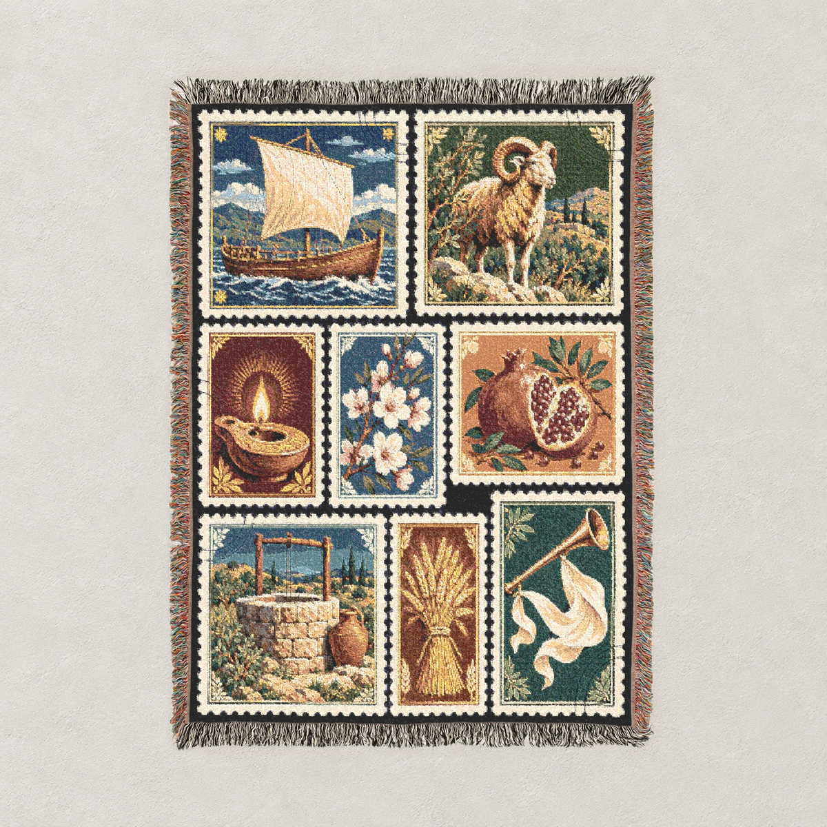 Biblical Symbols Woven Blanket