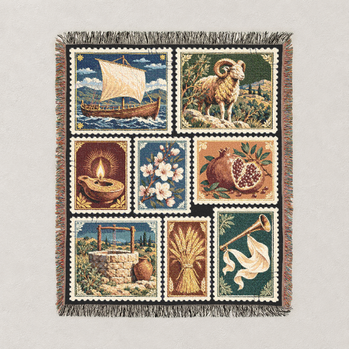 Biblical Symbols Woven Blanket