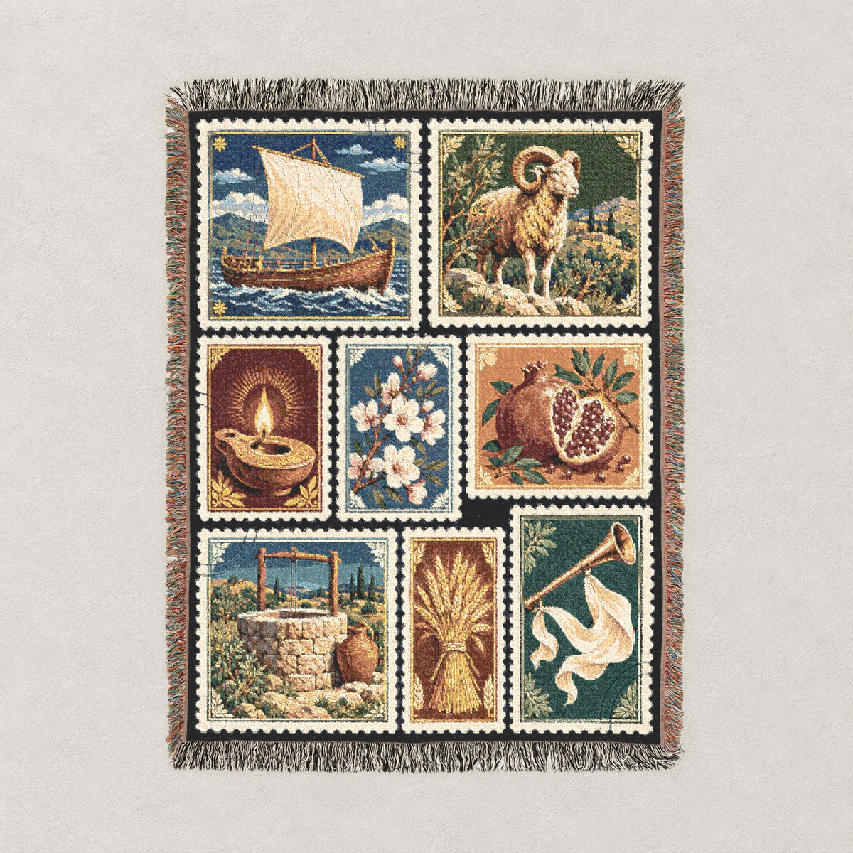 Biblical Symbols Woven Blanket